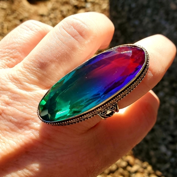 New Amazing Bi-Color Tourmaline 925 Silver Statement Ring. - Picture 15 of 16